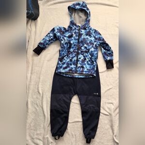 Therm Midseason Blue Tie-Dye Rain Coat and Navy Pants 4T Waterproof Fall Spring